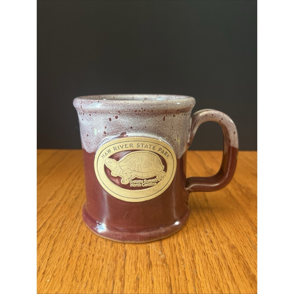 Sunset Hill Stoneware Mug Handmade Drip‎ Glaze - Maroon Haw River State Park, NC